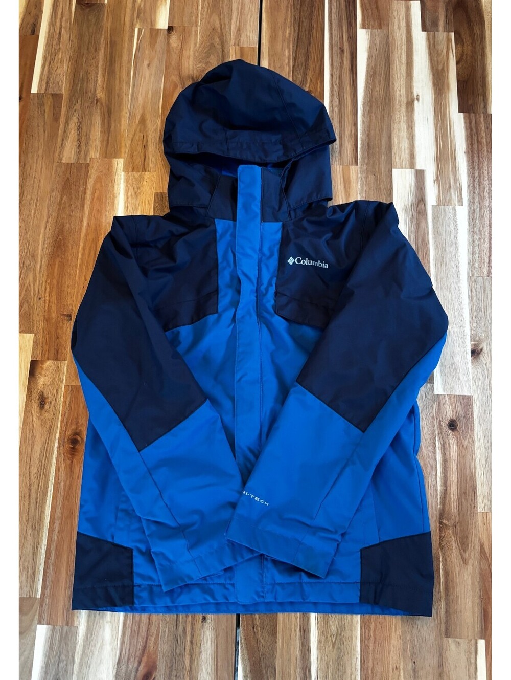 Columbia Boys M 10/12 Interchange Omni Heat Omni Tech Blue Hooded Jacket Shell
